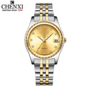 CHENXI Fashion Men Women Watches Rhinestone Dial Top Brand Luxury Couples Quartz Watch Full Steel Waterproof Calendar Watch