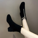 2021 Autumnn Early Winter Shoes Women Boots Fashion Ladies High Heels Boots Women Ankle Boots Square Heel 6cm A1877
