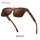 Ravenisa 斑马木方形太阳镜 偏光太阳镜 男士品牌设计师木质眼镜架 Oculos De Sol Feminino