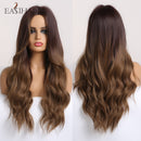 EASIHAIR Long Black Synthetic Wigs for Women Middle Part Wigs Natural Hair Wavy Wig Cosplay Heat Resistant Black Hair Wig