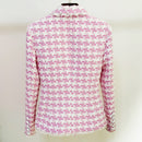 HIGH STREET Newest 2022 Fall Winter Designer Jacket Women's Lion Buttons Tassel Fringed Houndstooth Blends Tweed Blazer