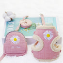 Dog Harness and Leash Set Snack Bag Soft Warm Embroidery Cat Harnesses Leash for Small Medium Dogs Vest Outdoor Walking