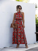 Summer Long Dress Women 2022 Polka Dot Casual Midi Dresses Black Halter Strapless Sundress Vacation Dress Clothes For Women