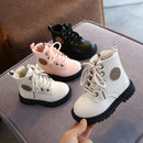 2022 Autumn/Winter Children Boots Boys Girls Leather Snow Boots Plush Fashion Waterproof Non-slip Warm Kids Boots Shoes 21-30