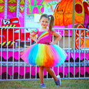 Jojo Siwa Tutu Dress with Hair Bow Rainbow Girls Princess Dress Tulle Kids Tutu Dresses for Girls Holiday Birthday Party Costume