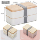 Microwave Double Layer Lunch Box Wooden Style Bento Box Portable Container Box BPA Free