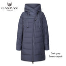 GASMAN 2022 长款羽绒冬装外套女加厚带帽派克大衣保暖女士品牌棉服冬季 M-180