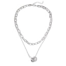European and American retro portrait of exaggerated thick chain necklace double personality chain hip-hop neck chain short colla