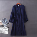 Couples Crepe Gauze Bathrobe Solid 100% Cotton Robe Long-sleeved V-neck Kimono Wedding Robes Sleepwear Plus Size Dressing Gown
