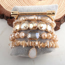 RH Fashion Designer Beaded Bracelet Set Natural Stone Metal Cuff 5pc Bracelets & Bangles Set For Fashion Jewelry