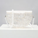 Acrylic Basket Evening Clutch Bag Women Hollow Out Stone Pattern Half Moon Acrylic Beach Handbag Beaded Shoulder Bag Holiday