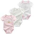 3 PCS/LOT Newborn Baby Clothing 2021 New Fashion Baby Boys Girls Clothes 100% Cotton Baby Bodysuit Short Sleeve Infant Jumpsuit