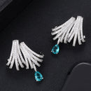 GODKI Luxury DOUBLE CLAWS STUD Earrings Trendy Cubic Zircon Indian gold earrings for women Wedding Engagement Party JEWELRY GIFT