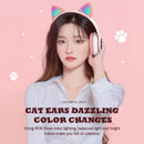 Cat Ear Wireless Headphones Blue-tooth 5.0 RGB Earphones Bass Noise Cancelling Adults Kids Girl Headset Support TF Card Mic