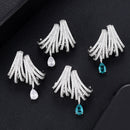 GODKI Luxury DOUBLE CLAWS STUD Earrings Trendy Cubic Zircon Indian gold earrings for women Wedding Engagement Party JEWELRY GIFT