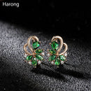 4 Color Noble Natural Zircon Flower Stud Earrings Red Green Color High Quality Earrings For Woman Aesthetic Luxury Jewelry Gift