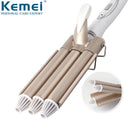 Kemei 专业卷发器 陶瓷三管波浪卷发棒 美发造型工具 110-220V 电卷发器