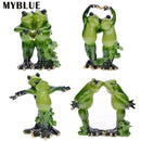 MYBLUE 可爱花园动物树脂情侣青蛙婚礼雕像微缩摆件北欧家居房间装饰配件礼物