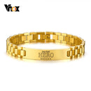 Vnox My Dad HERO Bracelets Personalized Quotes Men Bracelet Qualified Stainless Steel ID Bangle Father&
