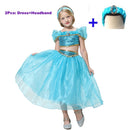 Movie Girls Kid Summer Jasmine Princess Dance Dress Children Aladdin Halloween Party Performance Costume Top Skirt Pant Set