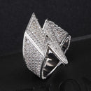 Hip Hop CZ Stones Bling Lightning Rings Tready Cubic Zircon Iced Out Copper Zircon Personality Ring For Men Jewelry