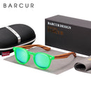 BARCUR 偏光儿童太阳镜 圆形男女童斑马木太阳镜 猫眼 UV400 眼镜 Oculos Gafas De Sol