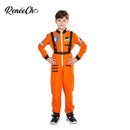 Reneecho 儿童太空宇航员服装 男孩橙色宇航员角色扮演银色宇航员服装 万圣节