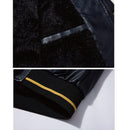 Embroidery Leather Jacket Men Winter Fleece Baseball Moto PU Jacket Male Stand Collar Casual Windbreaker chaquetas hombre Coat