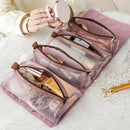 4PCS in 1 Cosmetic Bag For Women Zipper Mesh Separable Cosmetics Pouch Ladies Foldable Nylon Bag Rope Makeup Bag Kosmetyczka