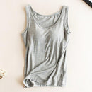 Women Built In Bra Padded Tank Top Female Modal Breathable Fitness Camisole Tops Solid Push Up Bra Vest Blusas Femininas