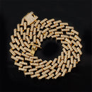 Hip Hop Iced Out Miami Zircon 15MM Bling Cuban Full Pave Rhinestone Men&