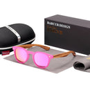BARCUR 偏光儿童太阳镜 圆形男女童斑马木太阳镜 猫眼 UV400 眼镜 Oculos Gafas De Sol