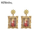 2020 Antique Dangle Earrings Mother of God Virgin Mary Retro Paintings Glass Cabochon Mandala Pendants Jewelry for Women