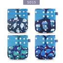 Elinfant Gray Mesh Cloth 4pcs Eco-friendly Diaper Washable Cloth Diaper Adjustable Baby Nappy Reusable pocket Diapers