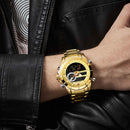 NAVIFORCE Luxury Original Men Sports Wrist Watch Gold Quartz Steel Waterproof Dual Display Clock Watches Relogio Masculino 9163