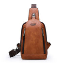 JEEP BULUO Men Crossbody Bag Daily Chest Bag Big Size High Quality Large Capacity Split Leather Shoulder Sling Bag For iPad New