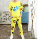 冬季女童服装套装 花卉图案女婴服饰 棉质儿童运动服 卫衣+长裤 圣诞服装