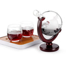 Whiskey Decanter Globe Wine Aerator Glass Set Sailboat Skull Inside Crystal with Fine Wood Stand Liquor Decanter for Vodka