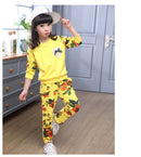 冬季女童服装套装 花卉图案女婴服饰 棉质儿童运动服 卫衣+长裤 圣诞服装