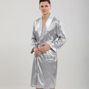 Men Robe Sets Satin Kimono Gown Male Sleepwear Bathrobe Faux Silk 2PCS Robe&amp;Shorts Suit Casual Nightwear Lounge Wear Homewear