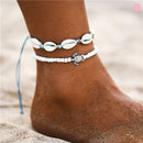 BLUESTAR Bohemian Multiple Layers Turtle Beads Anklets jewelry Vintage Chain Anklet Bracelet Beach Jewelry DIY bangle set