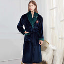 Winter Warm Couple Flannel Robe Sleepwear Loose Casual Kimono Bathrobe Gown Thick Coral Fleece Women Nightwear Nightgown 3XL
