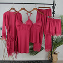 Sexy Female Kimono Bathrobe Gown Satin Nightdress Home Clothes Silky Lace Patchwork Intimate Lingerie Nightgown Sleepwear