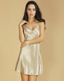 新款100%桑蚕丝吊带睡裙女性感睡衣Pajamas Night Gown Nighty