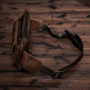 Cowhide Leather men Casual Fashion Travel Fanny Waist Belt Bag Chest Sling Bag Design Bum 7" Phone Case Pouch Male 8136-G