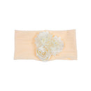 Nishine Soft Stretch Satin Rose Flower Baby Headband Newborn Knot Wide Nylon Headwraps Turban Girls Headwear Kids Photo Props