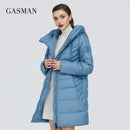 GASMAN 2022 长款羽绒冬装外套女加厚带帽派克大衣保暖女士品牌棉服冬季 M-180