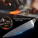 Kitchen Knife 1-9pcs Chef Knives 7CR17 440C High Carbon Stainless Steel Damascus Drawing Gyuto Cleaver Set Slicer Santoku Knife