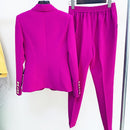 HIGH STREET Newest 2022 Designer Fashion Jacket Sets Women's Double Breasted Lion Buttons Shawl Collar Blazer Pants Suit