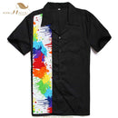 SISHION L-2XL  Men Shirt ST110 Short Sleeve Black Red Rockabilly Cotton Casual Bowling Shirts for Men camisa masculina